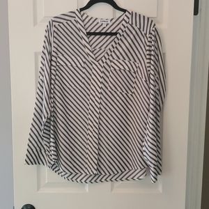Stripped VNeck Blouse - Large